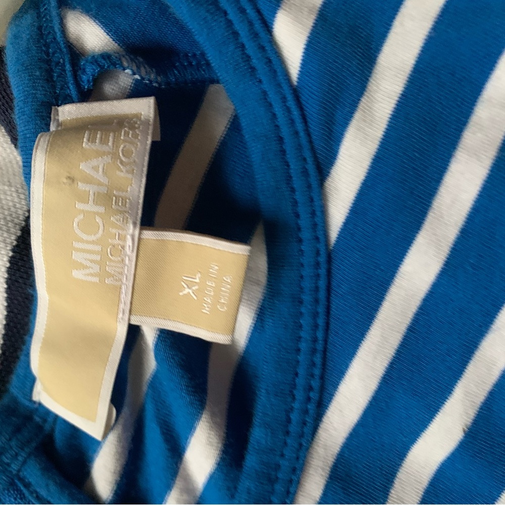 BLUE AND WHITE STRIPPED MICHEAL KORS KNEE LENGTH SUMMER DRESS